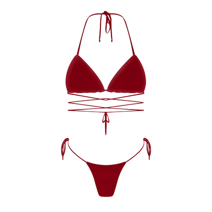 FULL SET | Tan-through Kastani Top + Aruba Bottom | Cherry Red